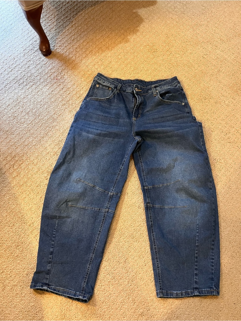 Off brand denim barrel jeans